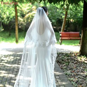 YouLaPan V105 Velo de Novia Doble Encaje Estilo Catedral con Flores Bordadas a <span class=keywords><strong>Mano</strong></span>, Velo de Fiesta y Ceremonia con Peineta Metálica - Product Image 5