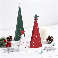 Décoration de Noël en bois Art Déco 3 pièces, motif triangulaire, avec étoile sur le dessus, autoportante, pour une ambiance hivernale festive à la maison
