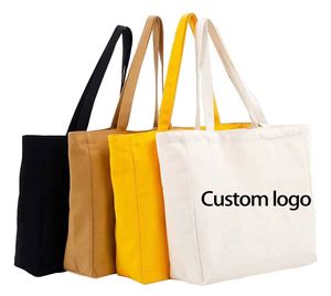 Bolsa de Compras de Lona de Algodón Ecológica Natural con Cremallera, con Logotipo Personalizado y Patrón de Letras Impresas, de Proveedor de Fábrica - Product Image 1