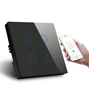 4 כנופיית שחור בריטי סטנדרטי Wifi בית קיר מגע מתג גרפיטי חכם בית אור מתג תומך Alexa Google בית - Product Image 4