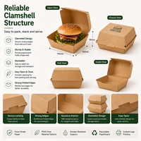 Emballage pliable en carton ondulé kraft écologique et biodégradable avec logo personnalisé pour burgers, frites et poulet frit, avec revêtement UV et sans PFAS