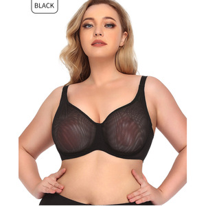 ชุดชั้นในผ้าตาข่ายแบบสองชั้น สีดำ ไซส์ใหญ่ คัพเสริมทรง ยกกระชับ ป้องกันการหย่อนคล้อย สำหรับผู้หญิง - Product Image 5