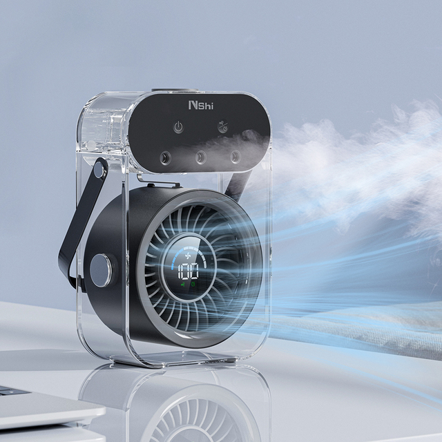 500mL Water Tank 4000mAh USB Rechargeable Battery Powered 3 Mist Models Digital Display Misiting Fan for Office Home Travel