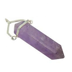 Colgante de cristal de alta calidad, colgante de doble punto de amatista, punto de piedra curativa, lápiz, collar de piedras preciosas de cristal, mayorista - Product Image 3