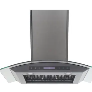 Extractor de humo para cocina, campana extractora de CFM, control táctil montado en la pared, color negro, 30 pulgadas