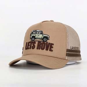 Gorra de béisbol de malla de algodón de 5 paneles de alta calidad con logotipo bordado y patrón de letras, personalizada, decorativa, de moda, al por mayor - Product Image 1