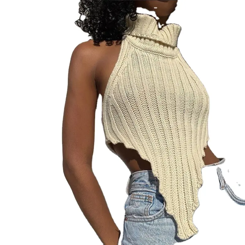 Cao Cổ Chặt Chẽ Không Thường Xuyên Đáy Áo Sơ Mi Mùa Hè Của Phụ Nữ Sexy Ngắn Cắt Top Phụ Nữ Cotton Dệt Kim Vest