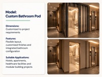 Unidad Interior Modular Moderna Quacent de Estructura de Acero Ligero con Ruedas y Ojos de Elevación para Baño Prefabricado