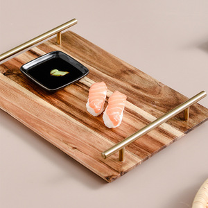 Acacia Wood Serving <b>Tray</b> With Handles For Sushi Dessert Fruit Platter Hotel Coffee <b>Tea</b> Use - Product Image 1