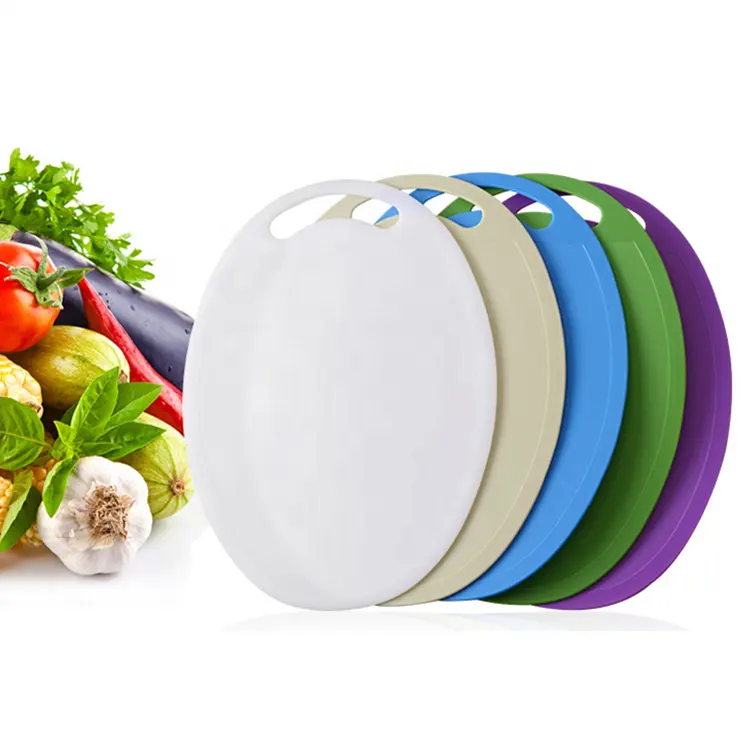 Wholesale Kitchenware Oval Shape Non-slip Plastic Chopping Board In Different Color