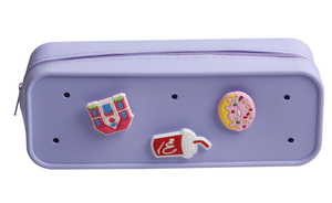 DIY Pencil case with different shape charms large capacity silicone pencil case kids DIY pencil case match cute charm blue color - Product Image 4
