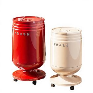 Poubelle à couvercle roulant en PP en forme de baril, avec double seau amovible et couvercle à bascule, pour salon, salle de bain et usage domestique - Product Image 1