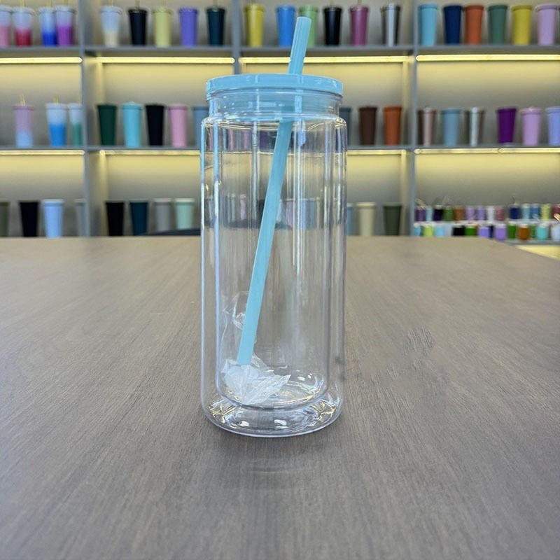 clear - with blue lid