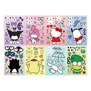 8Pcs Kawaii Graffiti Game Sanrio Puzzle Sticker Sheet For Children Student Playing Decorative Waterproof Vinyl Decals