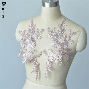 Vendita calda costumi colorati paillettes trasparenti ricamo applicazioni di pizzo da sposa - Product Image 3