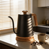 Bouilloire électrique en acier inoxydable avec contrôle de la température, 1,0 L, design moderne, cafetière de bureau, logo personnalisable, usage domestique