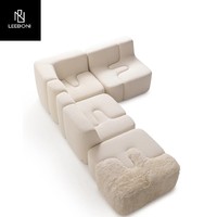 Italienisches Design Knochenloses Neues Einzelsofa Anpassbar Weißer Stoff Samt-Kombination Wohnmöbel Villa Luxus-Sofa