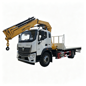 Grue montée sur camion à flèche droite à double essieu arrière de 8 tonnes à haute capacité avec stabilisateurs pour les projets de transport de marchandises lourdes - Product Image 1