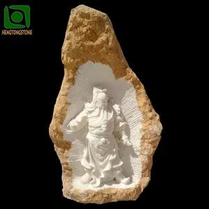 中国の古代大理石のフィギュア彫刻GuanYuレリーフ像