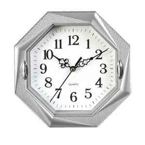 spacial octagon shape creative plastic small size wall clock for home decoration