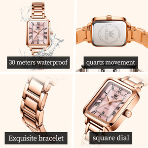 OLEVS 5641 Orologio Smart da Donna con Numeri Romani, Quadrante Quadrato, Stile Antico, Lussuoso, Elegante, Oro, Argento, Rosa, al Quarzo, Impermeabile - Product Image 6