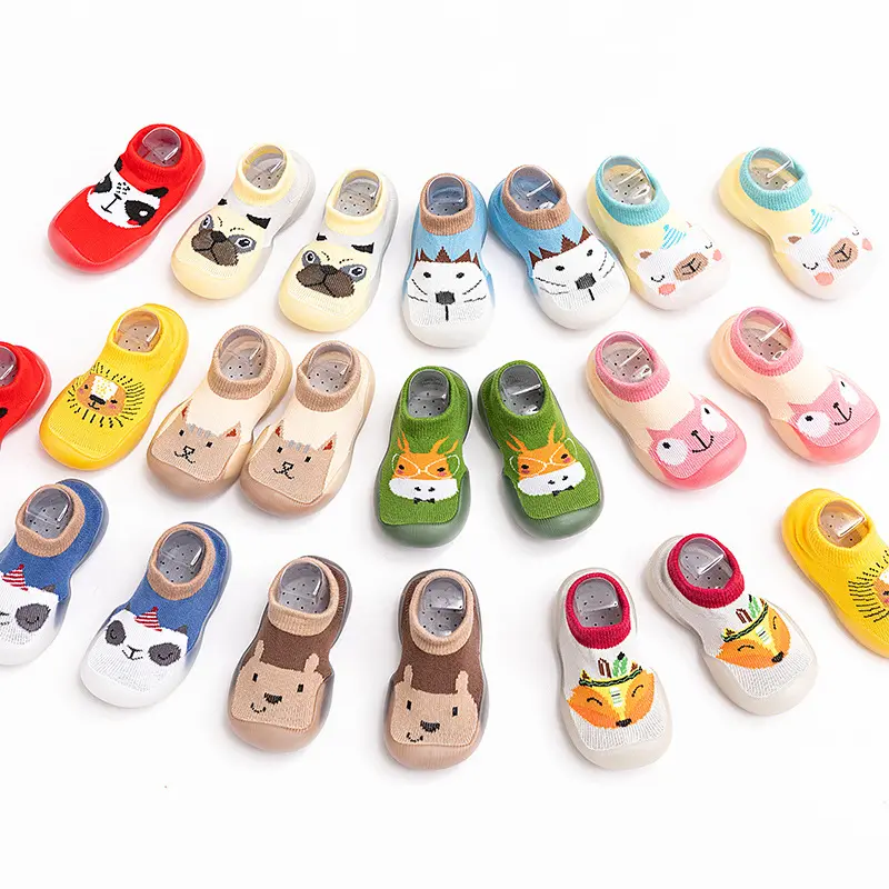 Factory Wholesale Cartoon Animal Baby Shoe Socks Rubber Sole Anti Slip Comfortable Newborn Shoes Suitable for Spring Sumber