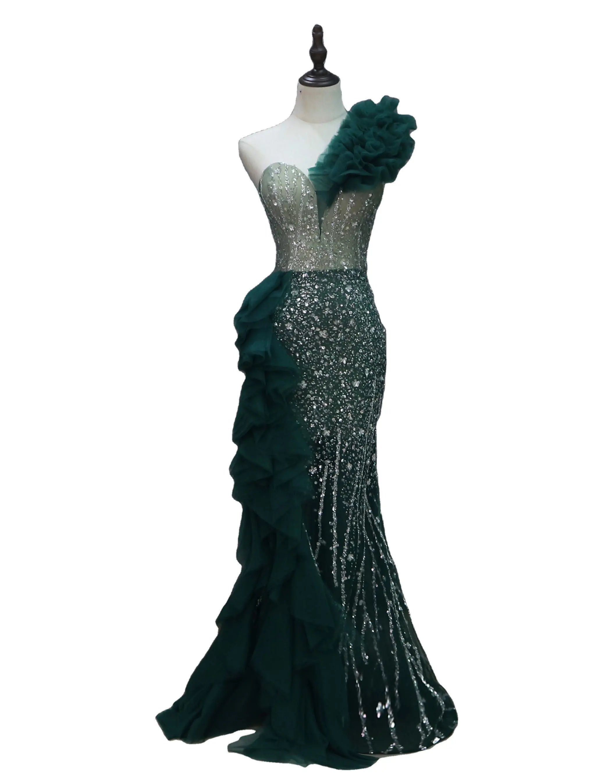 Bridalaffair Evening Gowns Green Sequin Ladies Formal Cocktail Party Ball plus size evening dress sexy short party dress