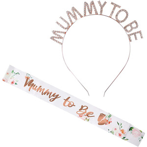 Floral Mummy <strong>to</strong> <strong>Be</strong> Sash <strong>Mum</strong> <strong>to</strong> <strong>Be</strong> Sash and Tiara Rhinestone Crown Headband Baby Shower Sash Party Decoration - Product Image 2