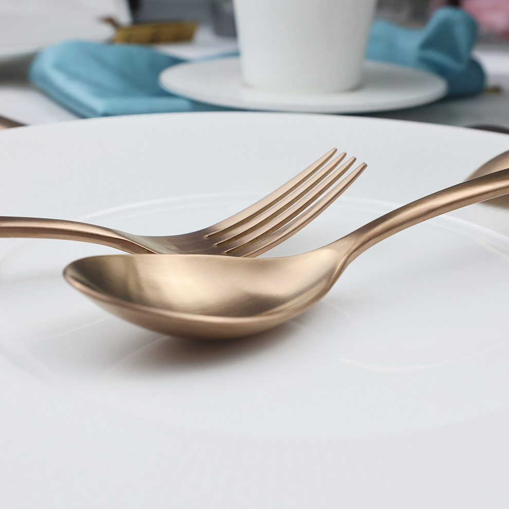 Modern New Waist-shaped Luxurious Matte Rose Gold Tableware Set High-quality Stainless Steel Knives Forks and Spoons · image 3
