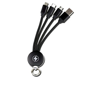 Chargeur <span class=keywords><strong>USB</strong></span> porte-clés personnalisable avec logo 5V/2A, nouveau cadeau promotionnel portable, <span class=keywords><strong>c</strong></span>âble tressé en nylon 3-en-1, porte-clés - Product Image 2