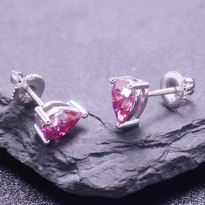 Nouvelles boucles d'oreilles en moissanite de 1 carat, forme poire rose, plaquées or 10K/14K et argent - Product Image 5