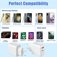 Chargeur rapide pour téléphone CE certifié PPS 30W PD QC3.0, adaptateur d'alimentation USB Type-C double port, prise EU/UK/AU/US, chargeur de voyage