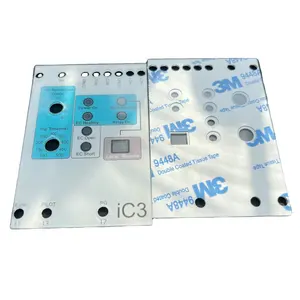 PMMA/acrílico/PET/PVC/PC sobreposições/policarbonato/poliéster painel frontal etiquetas adesivos com impressão de prata
