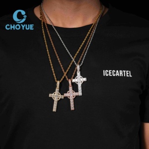 Iced Out Hip Hop Jewelry Cross Moissanite Pendant 925 <b>Silver</b> High Quality Custom Pendant Moissanite <b>Charms</b> for Men - Product Image 5