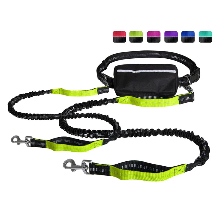 Multi Function Leash Harness Reflective Adjustable Walking Belt Bungee Retractable running handsfree dog leash 2 in 1 dog leash