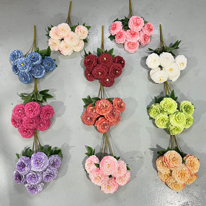 Bouquet de fleurs de pivoine artificielles, 7 têtes, fleurs en soie, décoration de mariage, décoration de la maison, arrangement floral fait main - Product Image 2
