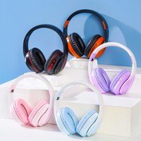 Headphone Bluetooth, headphone rumah, kantor, PC, atas telinga, Headset nirkabel ringan dapat dilipat dengan mikrofon