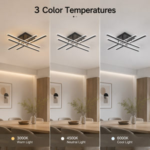 Plafonnier LED moderne, corps noir, surface en acrylique, montage mural, télécommande, variateur de lumière, trois couleurs, pour la maison, le salon, la chambre à coucher - Product Image 3