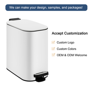 Slim Step in acciaio inox pattumiera cestino della spazzatura contenitore della spazzatura con coperchio per bagno bagno cucina bidone della polvere bianco - Product Image 5
