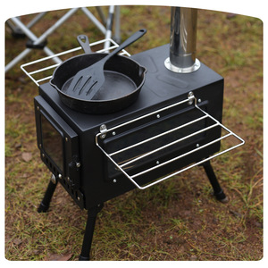 Estufa portátil de leña con chimenea para acampar al aire libre, combustible de leña, diseño plegable, estilo simple ZA360H - Product Image 3