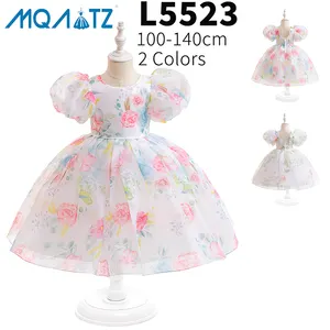 MQATZ yeni gelenler çiçek baskılı parti elbise ithal ck tasarım resmi butik fabrika balo bebek çocuklar için L5523