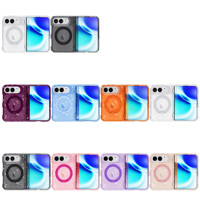 Étui de téléphone transparent magnétique avec support pliable à 360 degrés pour iPhone 18 DUO, effet brillant