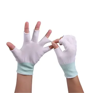 Gants tricotés de calibre 13 à demi-doigt 2022 sécurité industrielle pour le travail en salle blanche