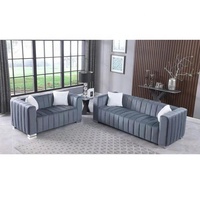 Canapé d'angle de grande taille en velours gris à grain vertical, dernier design de l'usine de meubles Tianhang