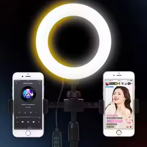 Mini Anello Luminoso da 6 Pollici con Clip e Supporto per Doppio Telefono, Supporto da Tavolo per Trasmissioni Live - Product Image 1