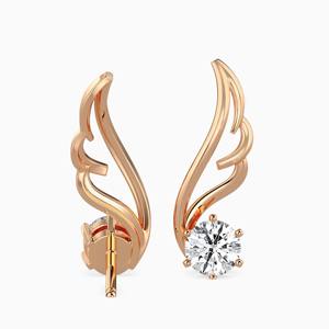 Boucles d'oreilles clous en diamants de laboratoire de 0,50 carat chacun, or rose massif 14 carats, certifiées IGI, bijoux de luxe pour mariage pour femmes - Product Image 5