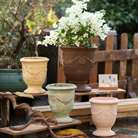 Pot de fleurs en grès rustique, style européen pastoral, pour bonsaï et plantes succulentes d'extérieur, à parois droites, pour usage domestique