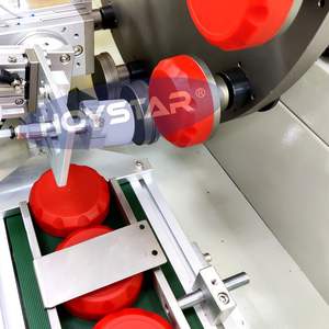 Machine de sérigraphie cylindrique sur couvercles en plastique sérigraphie NISHMAN CHEVEUX CIRES PP Cosmétique Couvercle serigrafia maquina - Product Image 6