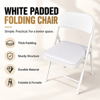 Chaise pliante en métal rembourrée blanche, chaise pliante moderne en cuir PU, chaise d'appoint légère et portable pour salle à manger, bureau, événements