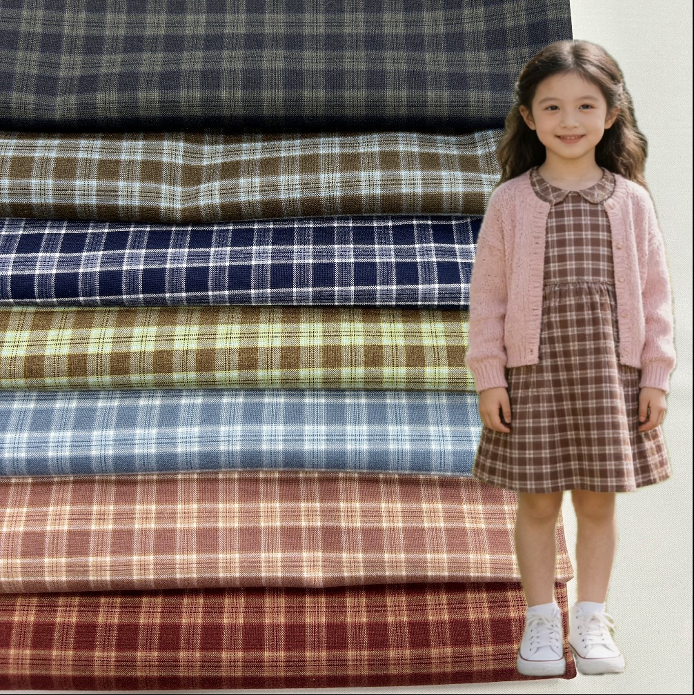 Hot Selling Textile School Uniform Various Colors Polyester Cotton Rayon Woven Yarn Dyed Plaid Check 6.5cm for Garments Clothing